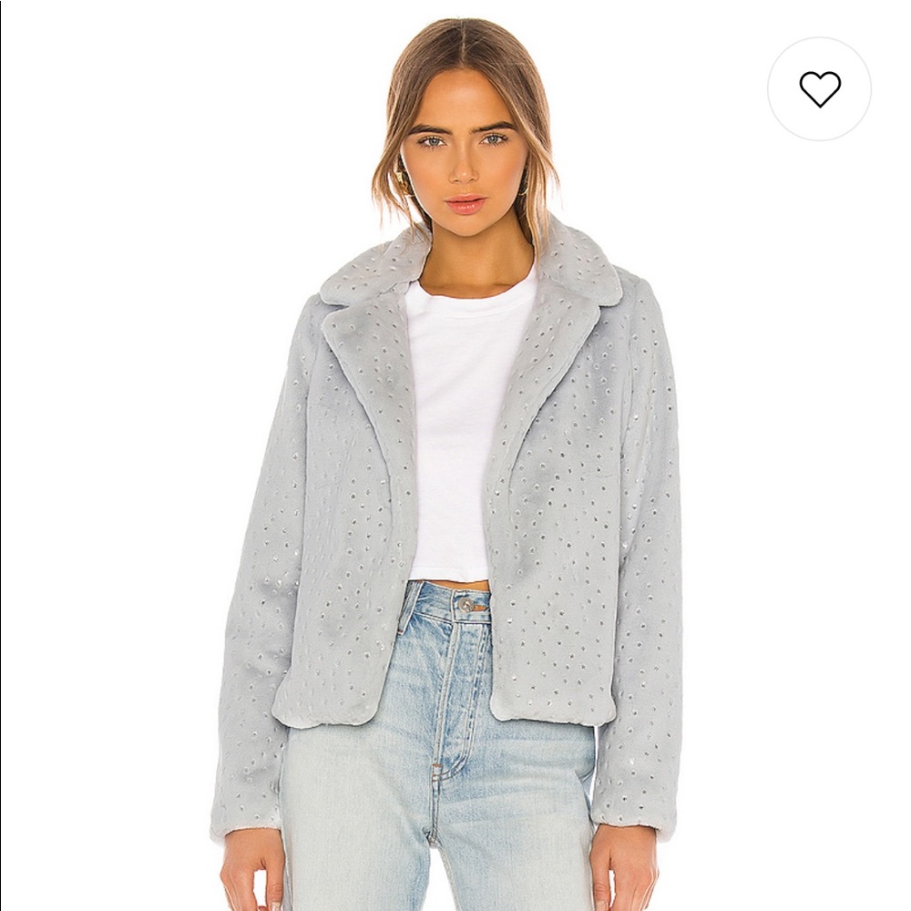 NWT superdown Roxy FaxFur Goat Grey Metallic Stars